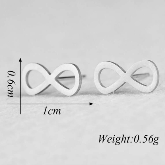 NEW - SILVER STAINLESS STEEL INFINITY POST EARRINGS! - Picture 3 of 13